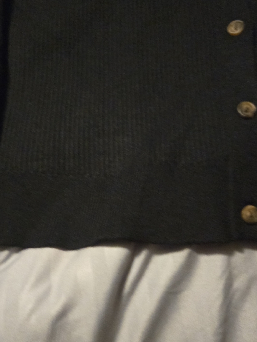 Marled Black Ribbed Button-Front Cardigan - Picture 4 of 5